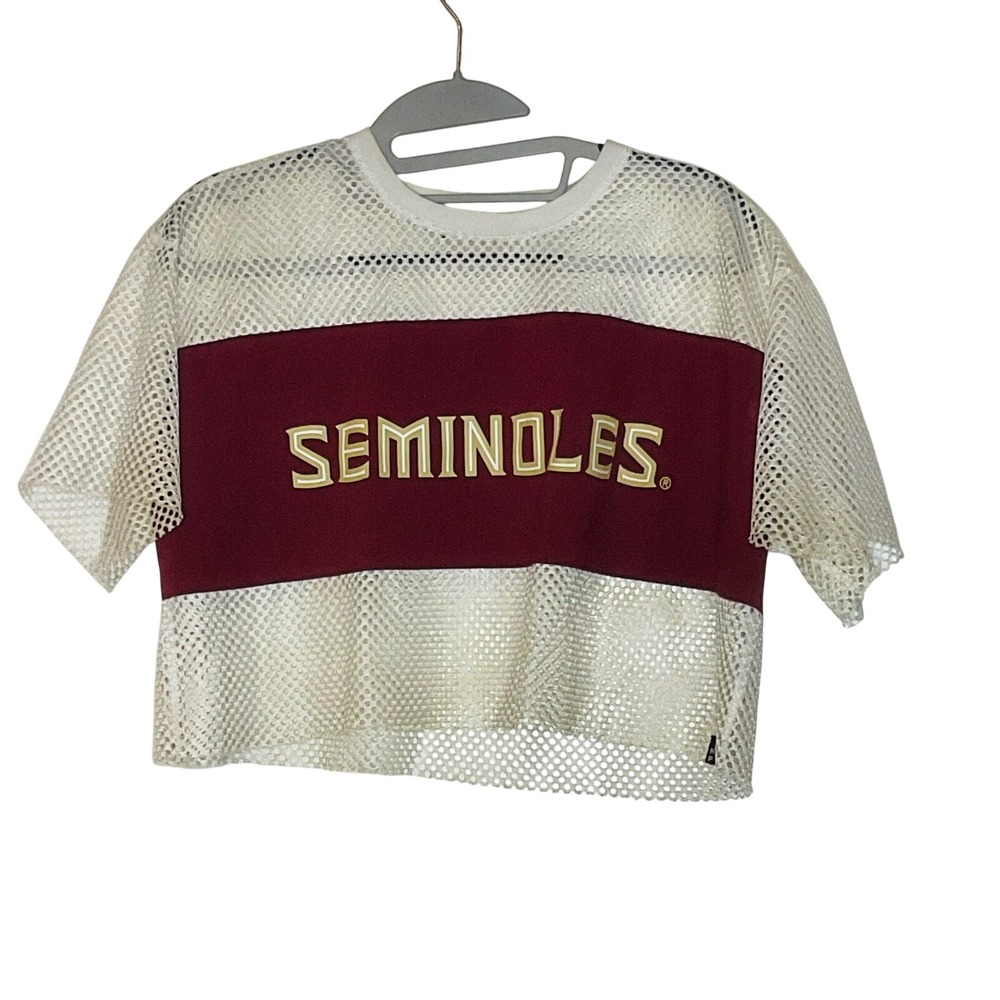 HYPE + VICE Florida State Seminoles women's mesh crop top shirt XS‎ white retro
